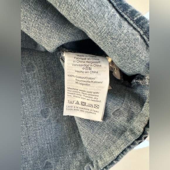 Madewell denim short sleeve tie front shirt heart print size XS extra small - Picture 8 of 14